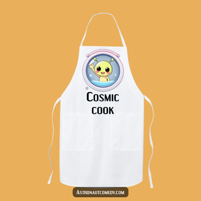 Funny Alien Chef Apron - Happy Waving Space Kitchen Fun Gift