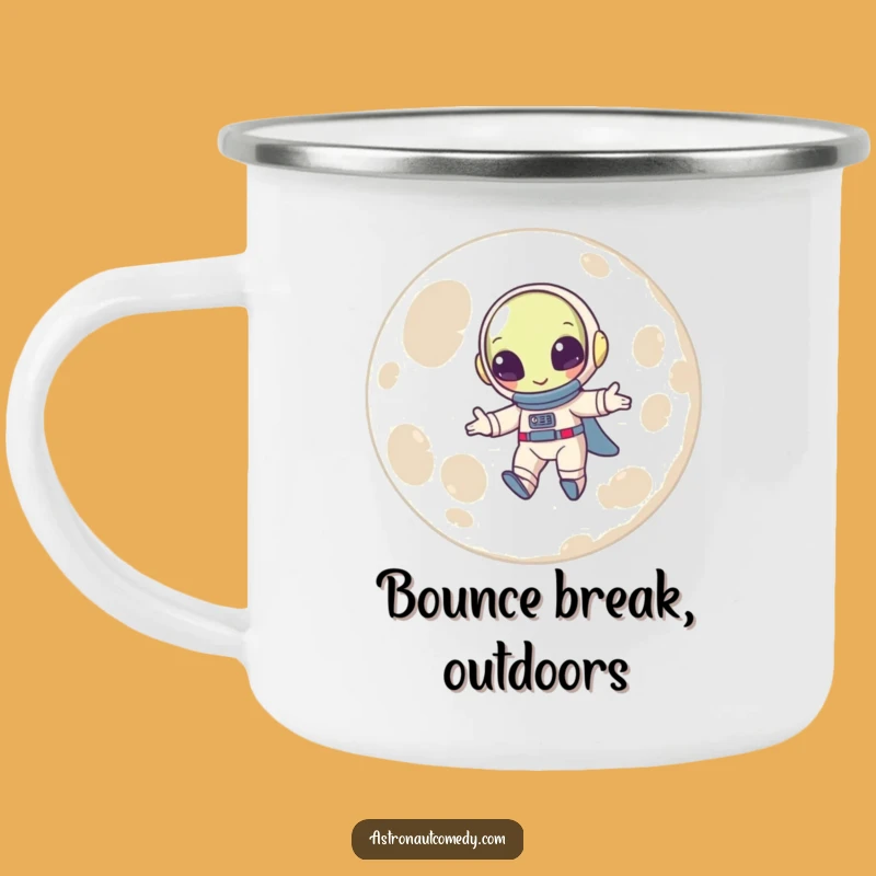 Funny Alien Moon Camping Mug - Durable Bouncing Astronaut Enamel Cup