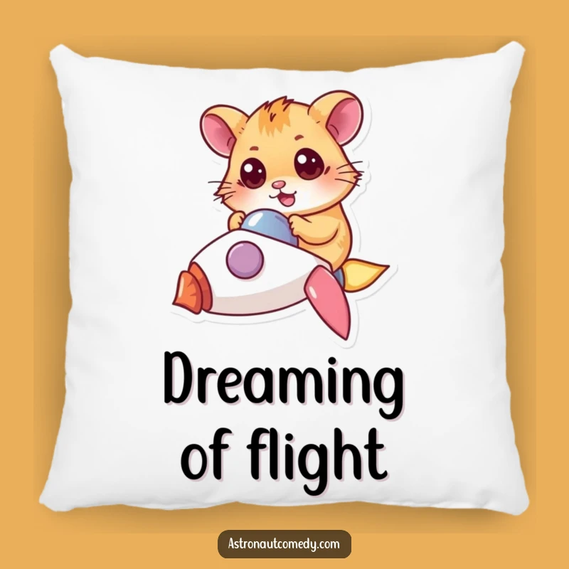 Funny Hamster Rocket Pillow - Cozy Pilot's Rest, Adorable Space Gift!