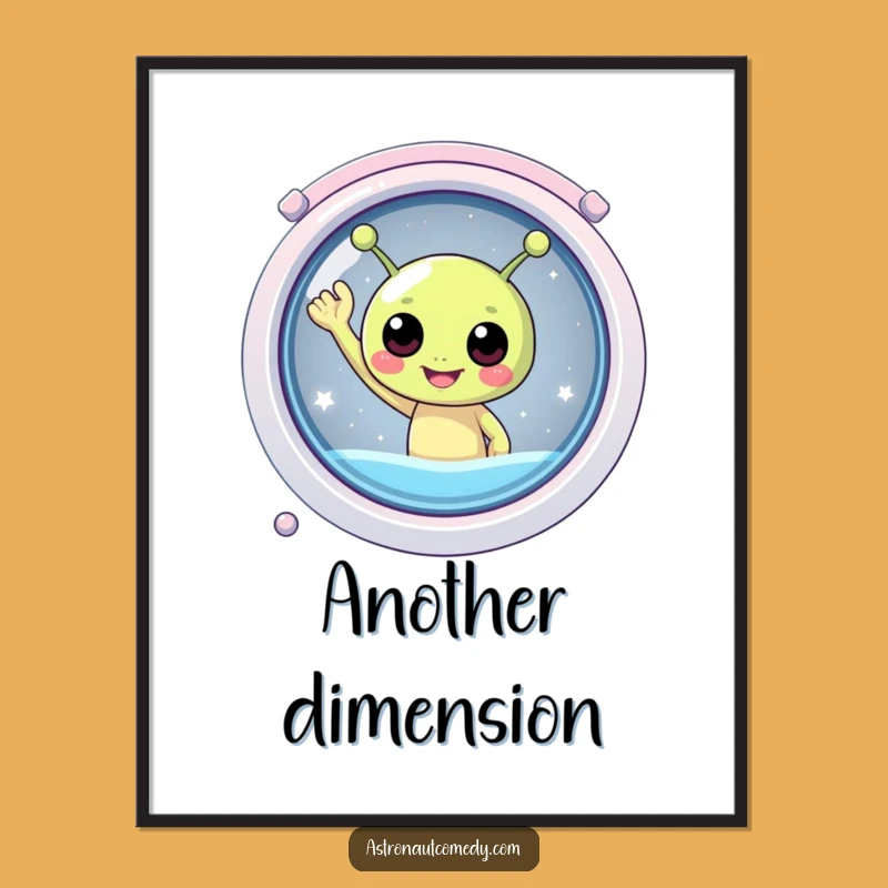 Funny Alien Spaceship Digital Art - Cheerful Waving Extraterrestrial Print