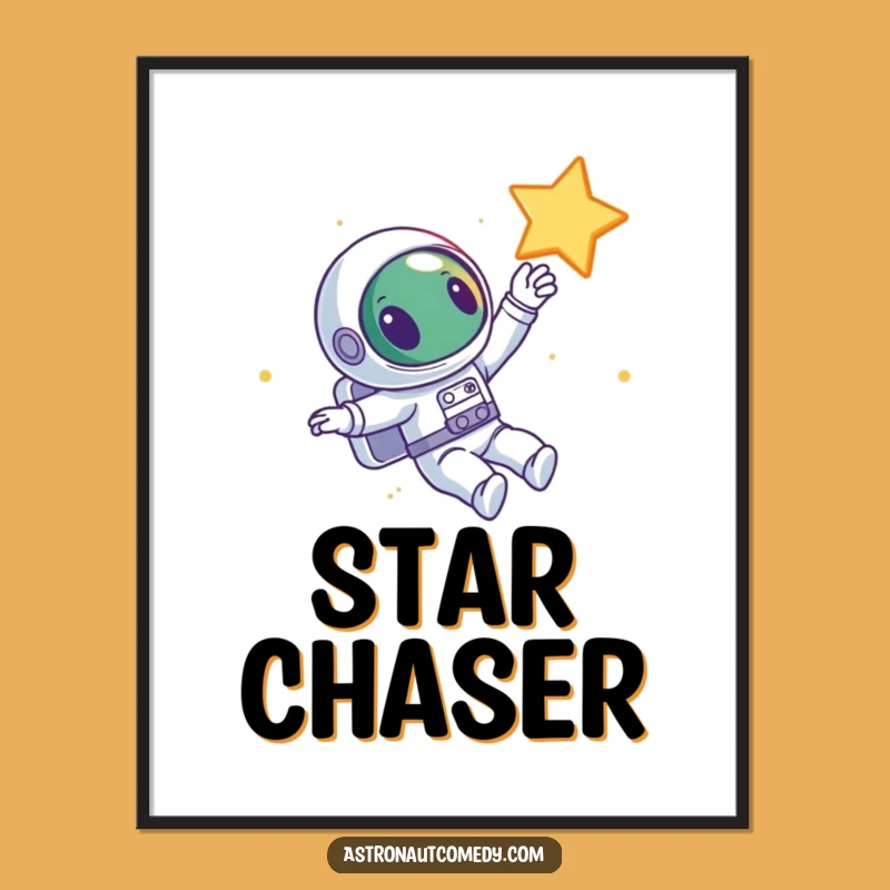 Funny Curious Alien Digital Art - Joyful Star Reacher Astronaut Print