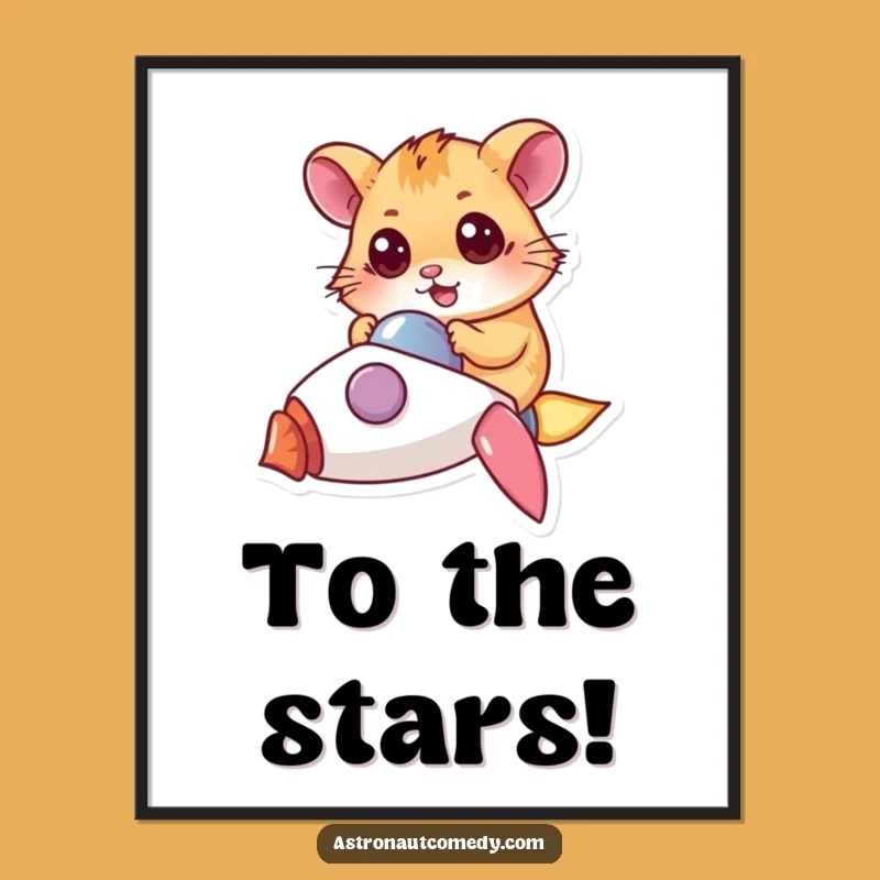 Funny Hamster Rocket Digital Art - Instant Motivational Poster, Printable Space Gift!