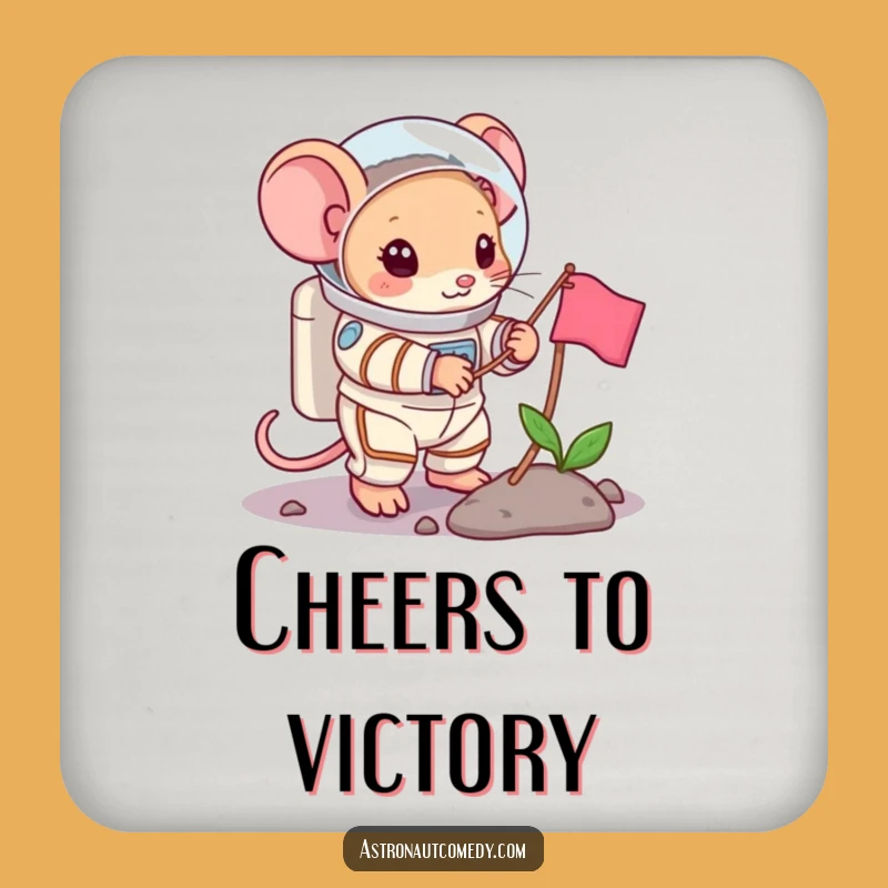 Funny Mouse Astronaut Coaster Set - Protect Surfaces from Space Debris, Pioneer Gift!