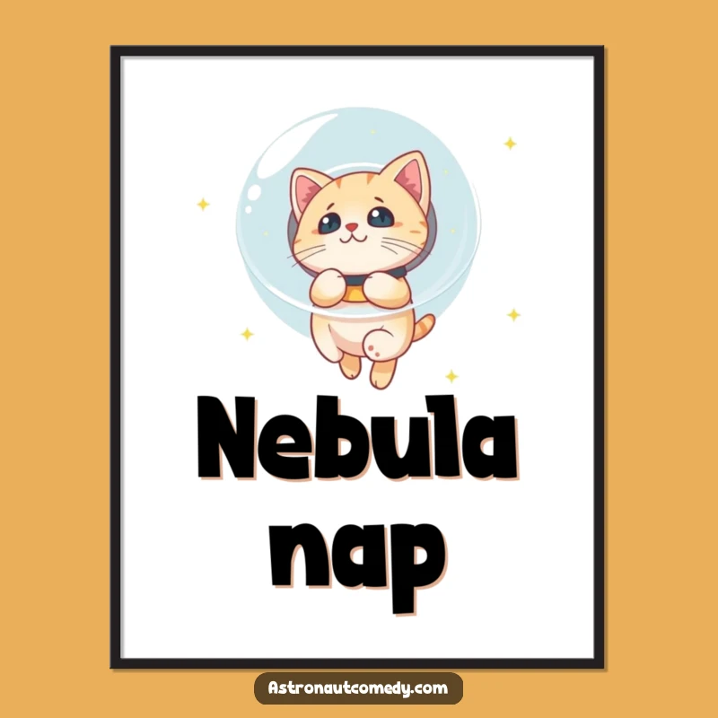 Funny Cat Astronaut Poster - Galactic Feline Art, Unique Space Decor Gift!