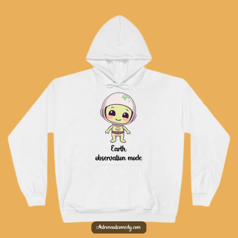 Funny Alien Earth Hoodie - Cozy Helmeted Visitor Design for Warmth