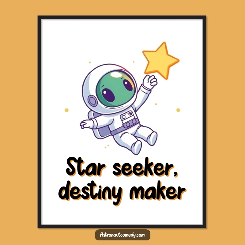Free Printable Wall Art: Alien Reaching for Star, Funny Downloadable Space Art for Dreamers