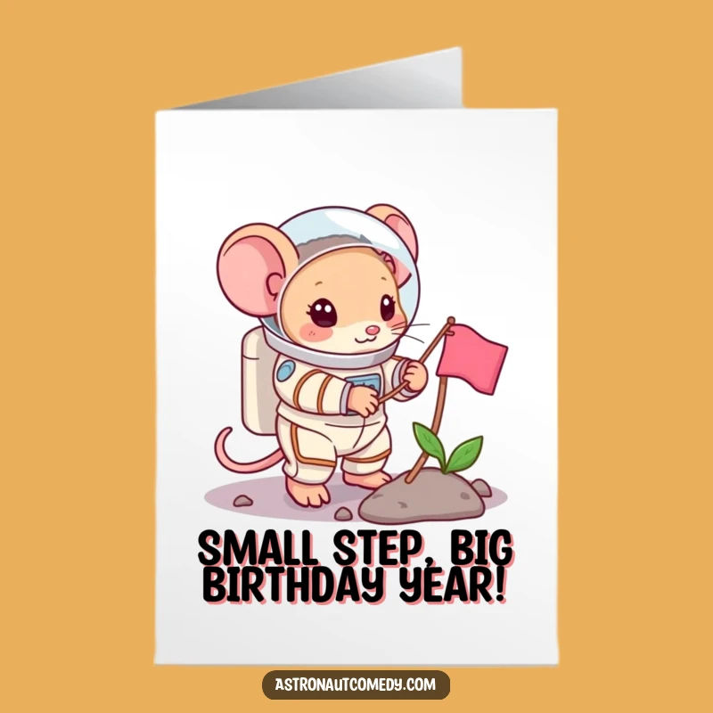 Free Printable Mouse Space Card: Funny Birthday Downloadable Gift for Little Explorers