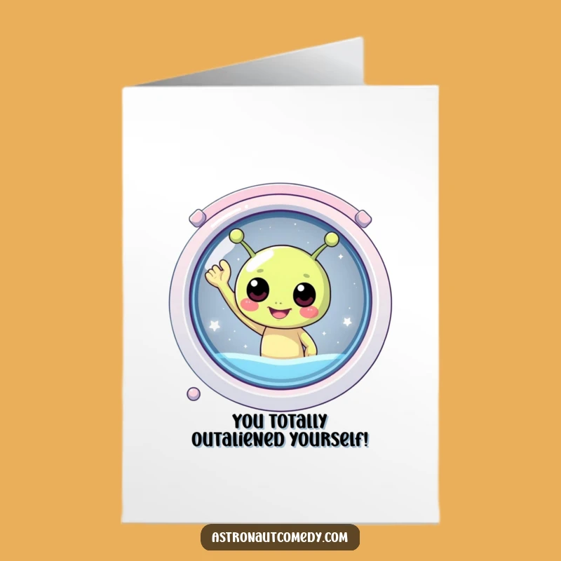 Free Printable Congrats Card: Cheerful Alien Waving, Perfect Funny Downloadable Gift