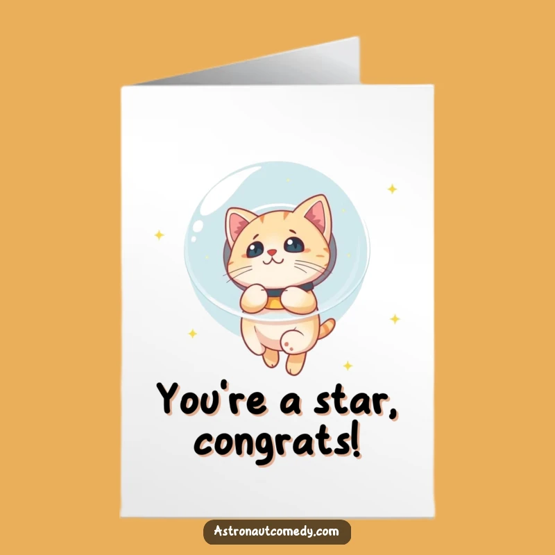 Free Printable Cat Space Card: Funny Congrats Downloadable Gift for Stellar Achievements