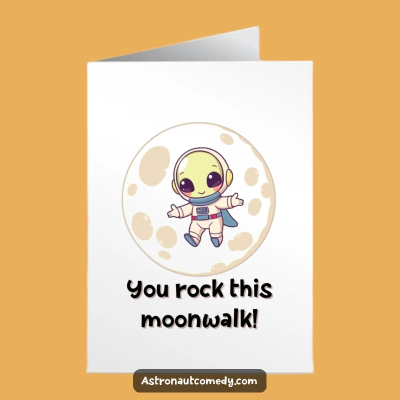 Free Printable Congrats Card: Moon-Bouncing Alien, Hilarious Downloadable Gift for Achievers