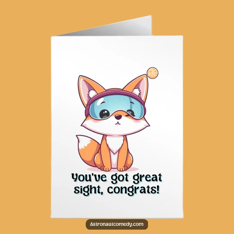 Free Printable Fox Space Card: Funny Congrats Downloadable Gift for Reaching New Heights