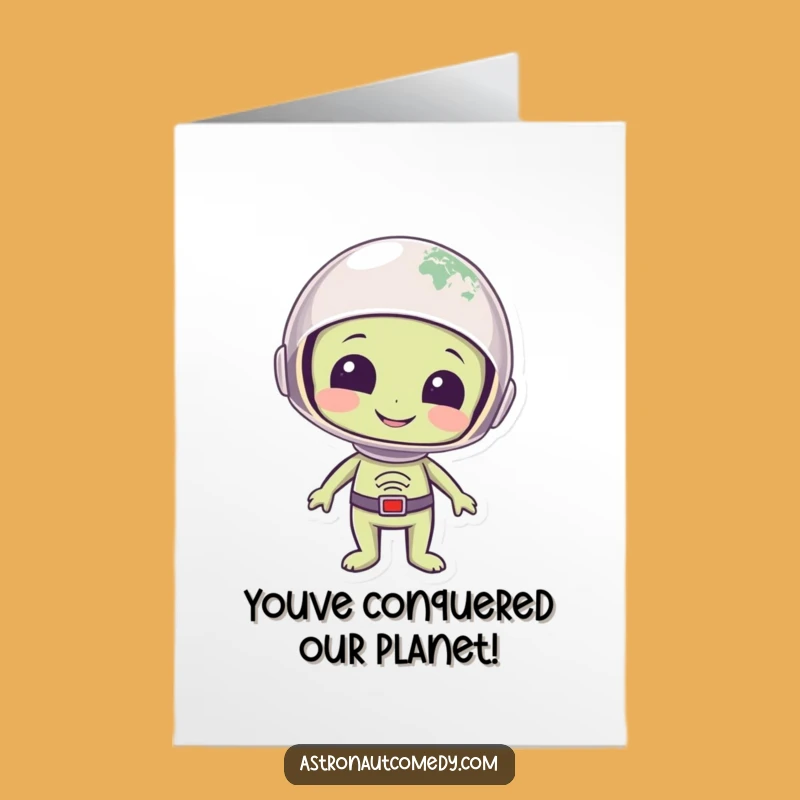 Free Printable Congrats Card: Alien Views Earth, Funny Downloadable Gift for New Beginnings